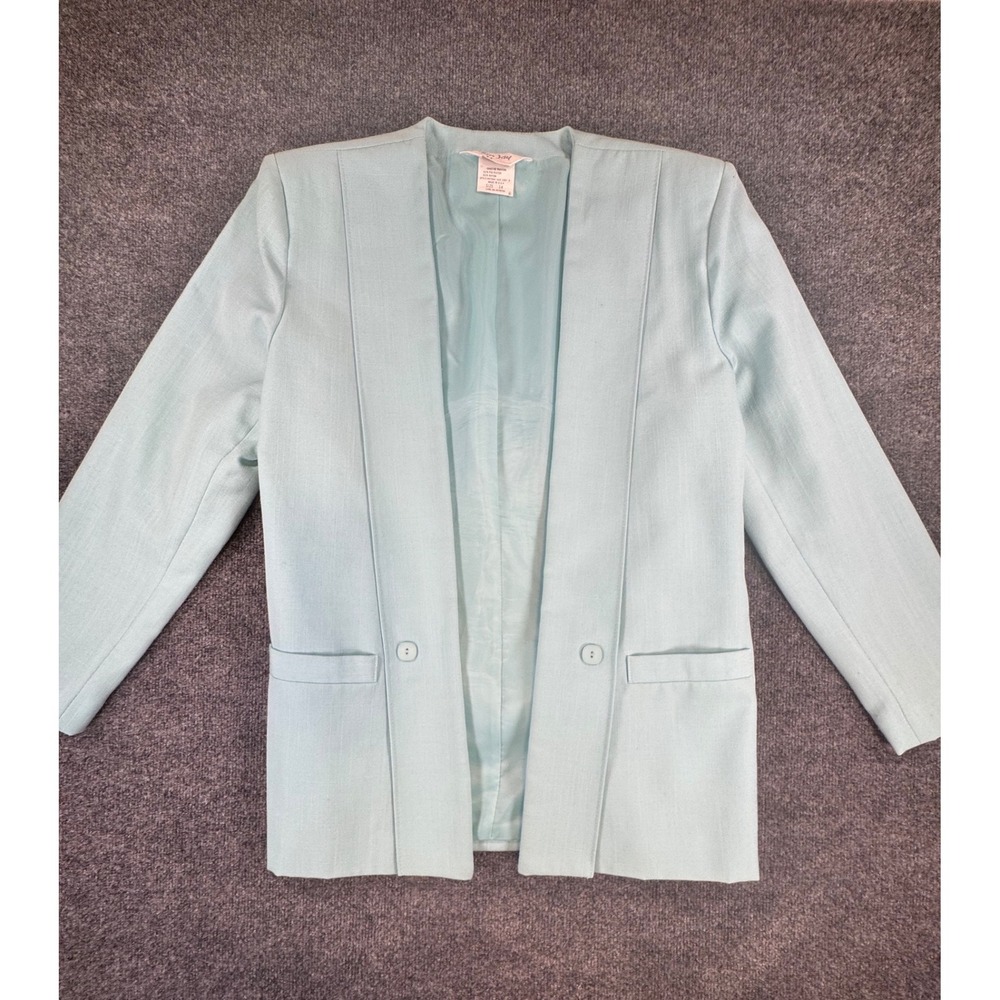Vintage Tan Jay Blazer Womens Size 14 Open Front Career Jacket USA